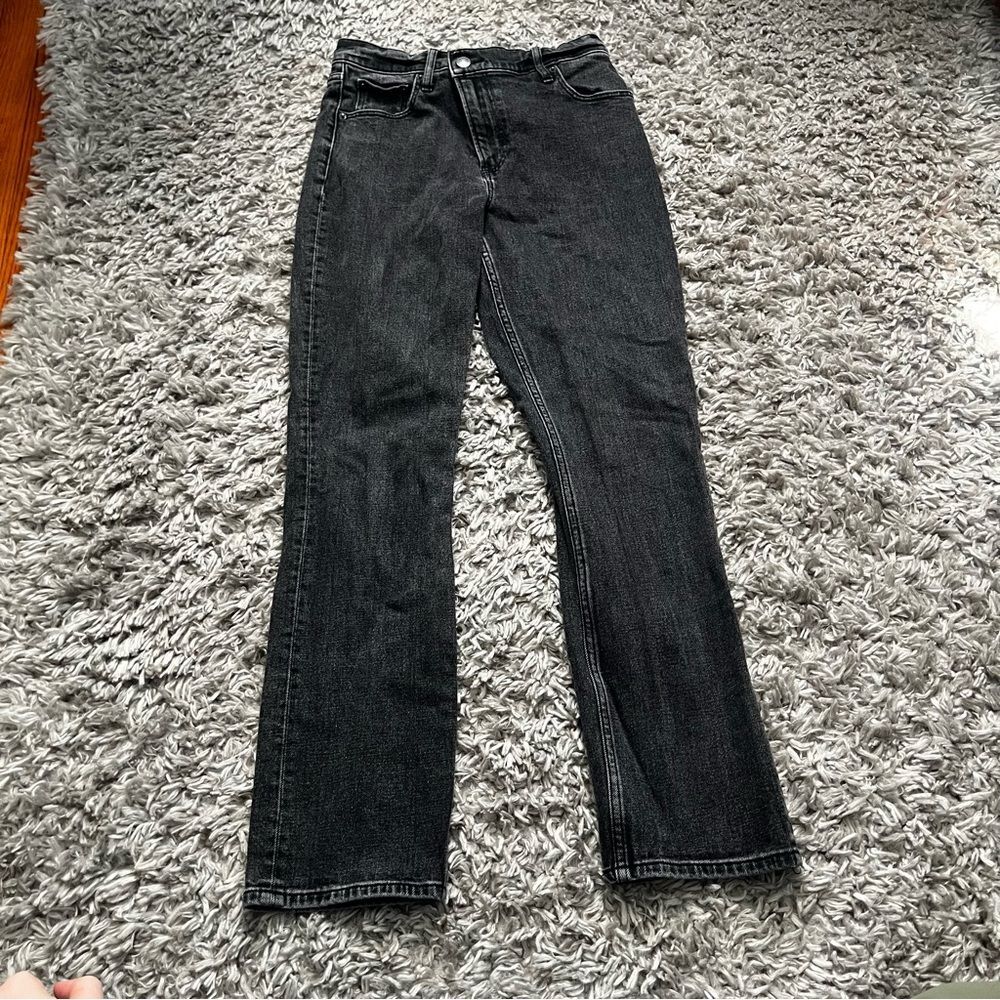 Abercrombie and fitch black 90s straight leg cross over waist size 4s